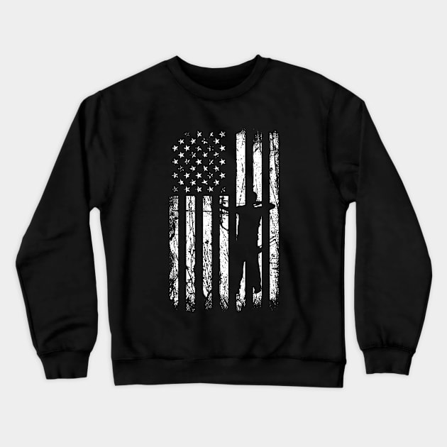 Archery Archer Bow Arrow American Flag Crewneck Sweatshirt by ChrifBouglas